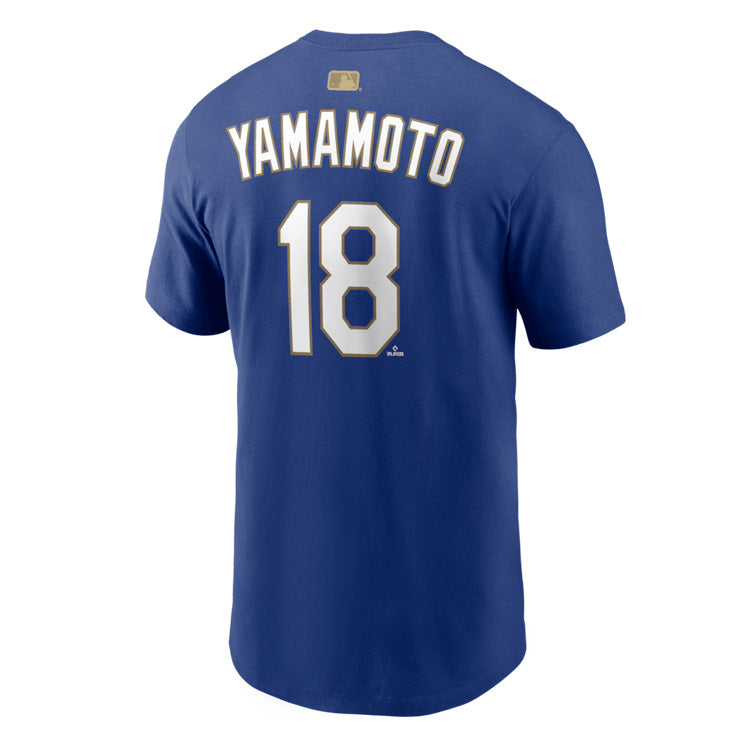 【2026モデル】ナイキ ロサンゼルス・ドジャース 山本由伸 ゴールドコレクション 半袖 Tシャツ ネーム&ナンバー ブルー Yoshinobu Yamamoto Gold Collection Name and Number T-Shirt メンズ N199-4EW-6LD-U5R カジュアル スポーツウェア MLB メジャーリーグ nike
