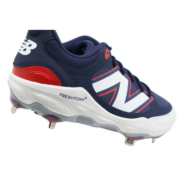 【2025秋冬モデル】ニューバランス 野球 スパイク Fresh Foam X 3000v7 金具スパイク 2E 24.0~30.0 ネイビー×レッド L3000RB7 カラー 金属スパイク 紐 大人 一般 大学野球 社会人野球 草野球 newbalance