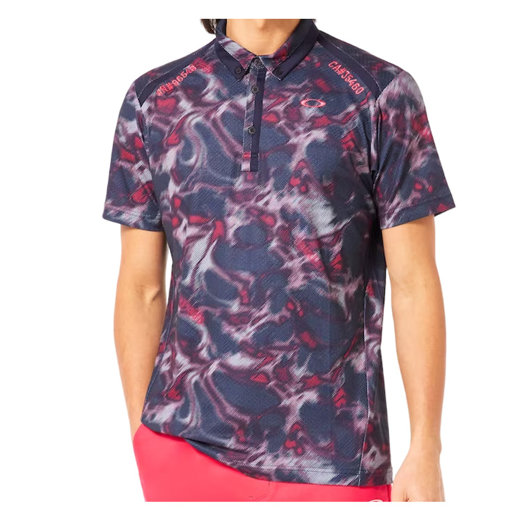 【2024モデル】オークリー 半袖 ポロシャツ ボタンダウンシャツ Diagonal Graphic Shirt テニスウェア ゴルフウェア FOA406435 夏用 スポーツウェア トレーニングウェア ジム ランニング ジョギング ウェア oakley