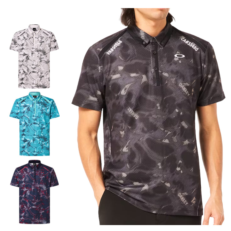 【2024モデル】オークリー 半袖 ポロシャツ ボタンダウンシャツ Diagonal Graphic Shirt テニスウェア ゴルフウェア