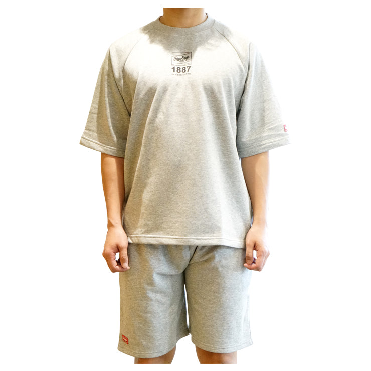 【2024モデル】ローリングス ライトスウェット 半袖 Tシャツ ハーフパンツ 上下セット GROUND RED メンズ ユニセックス AOS14S07 AOP14S04 春 夏 ジャージ 半ズボン カジュアル スポーツウェア トレーニングウェア 野球ウェア ランニング rawlings 大きいサイズあり あす楽