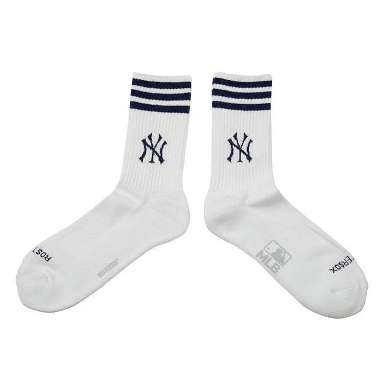 MLB×ROSTER SOX ロスターソックス MLB LINE SOX クルーソックス 1足入り メジャーリーグ ロゴ 靴下 MLB-193 ヤンキース ドジャース メッツ メンズ レディース ユニセックス スポーツソックス 野球 ランニング トレーニング カジュアル 普段遣い