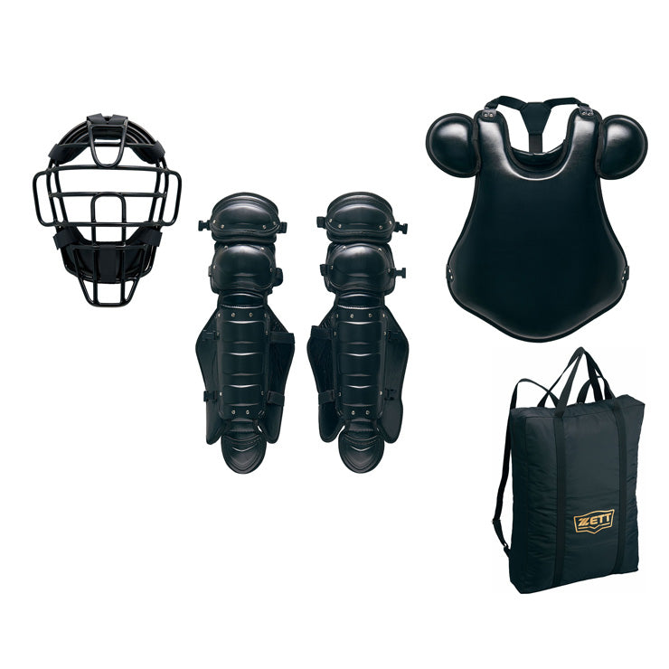 【2025モデル】ゼット 硬式 キャッチャー防具 3点セット マスク プロテクター レガース 専用バッグ 高校野球対応 BL1450 硬式野球 野球部 高校生 中学生 中学硬式 捕手用 キャッチャー道具 キャッチャー用具 一式 レガーツ レガーズ 黒 紺 zett set