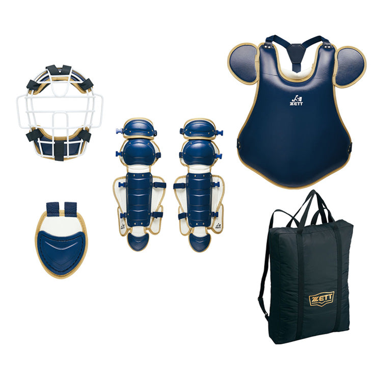 【2025モデル】ゼット ソフトボール用 キャッチャー防具 4点セット マスク プロテクター レガース スロートガード 専用バッグ付き BL5032 3号 ソフト用 捕手用 キャッチャー道具 キャッチャー用具 一式 一般 大人 レガーツ レガーズ JSA zett set