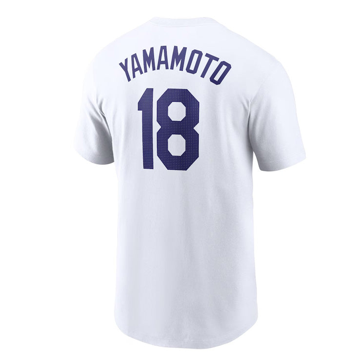 ナイキ 山本由伸 ロサンゼルス・ドジャース ネーム&ナンバー 半袖 Tシャツ メンズ ユニセックス N199-10A-LD9-01H 山本選手 山本 グッズ MLB メジャーリーグ 白 nike