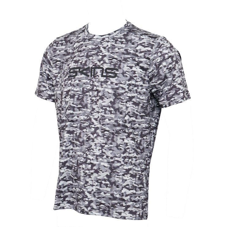 【2024モデル】スキンズ 限定 半袖 Tシャツ ランニングプリントTシャツ メンズ 18421340 夏用 スポーツウェア トレーニングウェア ジム ランニング ジョギング ウェア SKINS