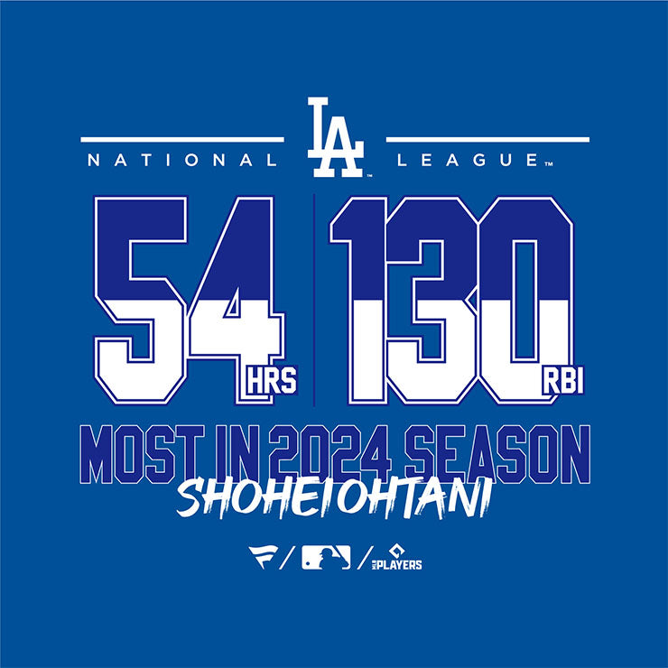 大谷翔平 ナショナルリーグ ホームラン王&打点王 獲得記念 ネーム&ナンバー Tシャツ 半袖 大人 メンズ レディース ML0124FW09 ドジャース 大谷 グッズ ウエア ウェア 半袖シャツ MLB メジャーリーグ 記念グッズ 記念アイテム ファナティクス Fanatics