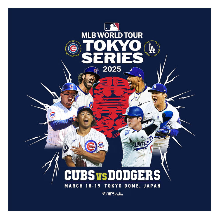 MLB Tokyo Series 2025 カブス vs ドジャース 半袖 Tシャツ 東京シリーズ 開幕戦 大人 メンズ レディース ユニセックス ML0125SS23 グッズ ウエア ウェア 半袖シャツ メジャーリーグ 記念グッズ 記念アイテム ファナティクス Fanatics