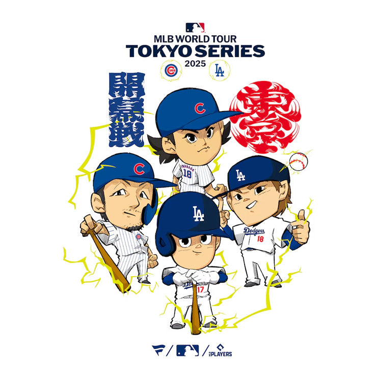 MLB Tokyo Series 2025 大谷翔平 山本由伸 今永昇太 鈴木誠也 イラスト ジュニア用 半袖 Tシャツ 東京シリーズ 開幕戦 子供服 ML0125SS24 こども キッズ 子ども グッズ ウエア ウェア 半袖シャツ メジャーリーグ 記念グッズ 記念アイテム ファナティクス Fanatics