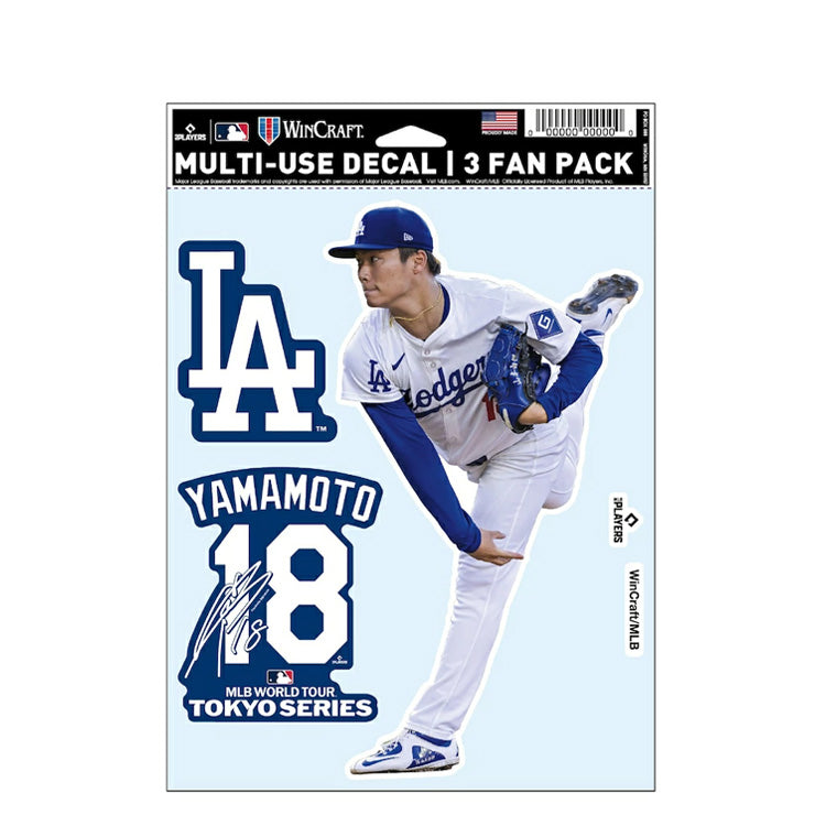 山本由伸 MLB Tokyo Series 2025 ファンデカール シール 3枚入り 東京シリーズ 開幕戦 ドジャース ML1325SS18 グッズ メジャーリーグ 記念グッズ 記念アイテム WinCraft