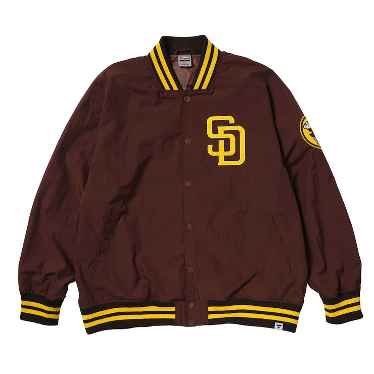 【2025モデル】MLB ロゴ ナイロン スタジアムジャケット ドジャース パドレス ヤンキース バーシティジャケット メンズ ML2325FW0001 スタジアムジャンパー スタジャン カジュアル タウンユース スポカジ ファナティクス Fanatics