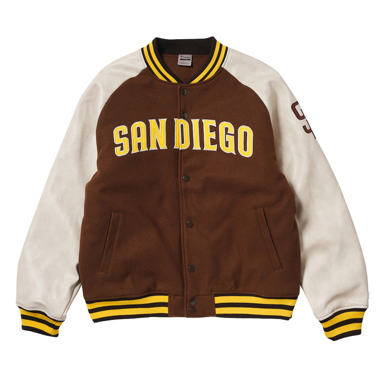 【2025モデル】MLB ロゴ メルトン スタジアムジャケット ドジャース パドレス ヤンキース バーシティジャケット メンズ ML2325FW0002 スタジアムジャンパー スタジャン カジュアル タウンユース スポカジ ファナティクス Fanatics