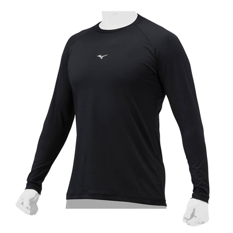ミズノ 野球 アンダーシャツ 長袖 丸首 ゼロプラス ブラック ネイビー オールシーズン 12JAAP10 大人 一般 高校生 中学生 高校野球 メンズ レディース ユニセックス インナー シャツ 夏用 春用 秋用 冬用 黒 紺 大きいサイズあり mizuno