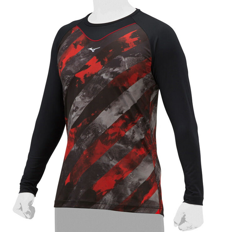 【2023モデル】ミズノ 野球 デザイン アンダーシャツ 長袖 丸首 12JAAP85 大人 一般 高校生 中学生 高校野球 メンズ レディース ユニセックス インナー シャツ 黒 紺 大きいサイズあり mizuno