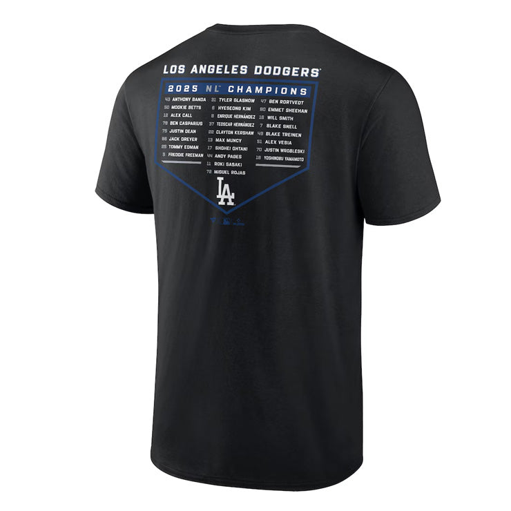 ドジャース 2025 ナショナルリーグ 優勝記念 ロースター Tシャツ 半袖 リーグチャンピオン 大人 メンズ ユニセックス グッズ ウエア ウェア 半袖シャツ MLB メジャーリーグ 記念グッズ 記念アイテム ファナティクス Fanatics