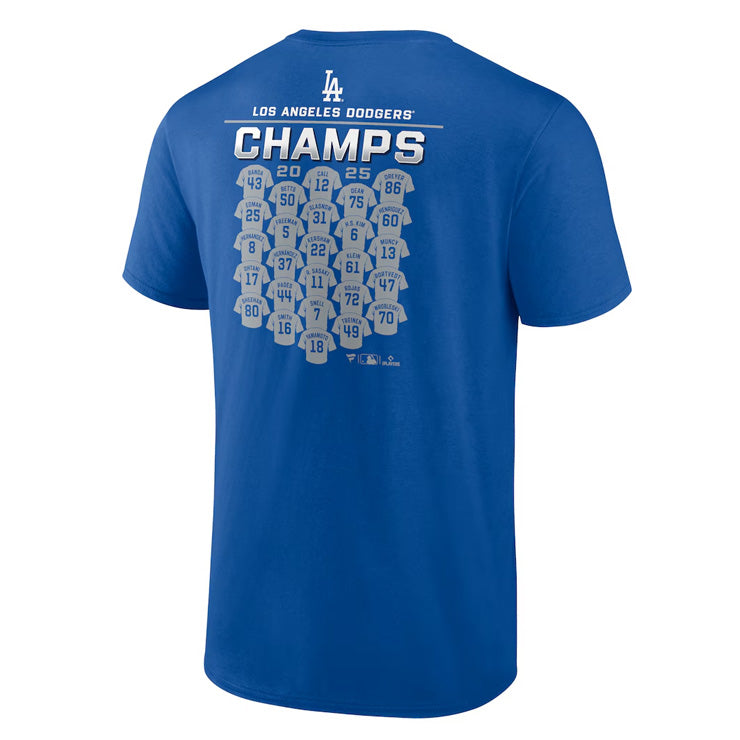 【予約販売】ドジャース 2025 ワールドシリーズ 優勝 ジャージーロスター Tシャツ 半袖 大人 メンズ ユニセックス グッズ ウエア ウェア 記念グッズ 記念アイテム ファナティクス Fanatics