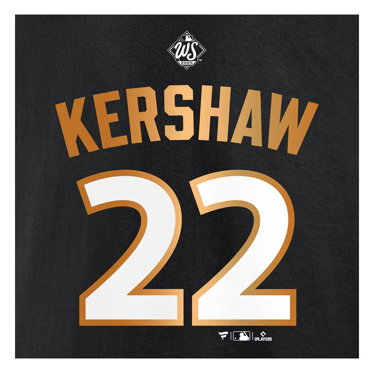 【予約販売】ドジャース クレイトン・カーショー 2025 ワールドシリーズ 優勝 Tシャツ ネーム＆ナンバー 半袖 大人 メンズ ユニセックス クレイトン・カーショウ グッズ ウエア ウェア 記念グッズ 記念アイテム ファナティクス Fanatics