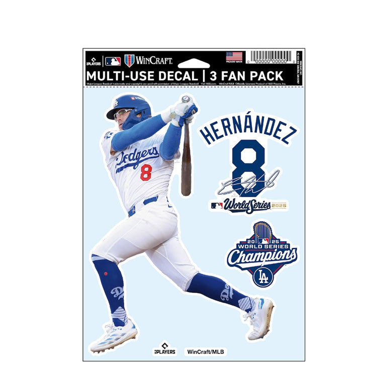 【予約販売】ドジャース キケ・ヘルナンデス 2025 ワールドシリーズ 優勝 ファンデカール ステッカー シール 3枚セット グッズ 記念グッズ 記念アイテム Wincraft ウィンクラフト