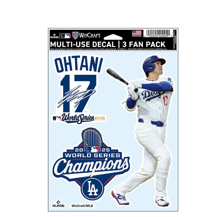 ドジャース 大谷翔平 2025 ワールドシリーズ 優勝 グッズ ファンデカール シール 3枚セット 大谷グッズ 記念グッズ 記念アイテム Wincraft ウィンクラフト