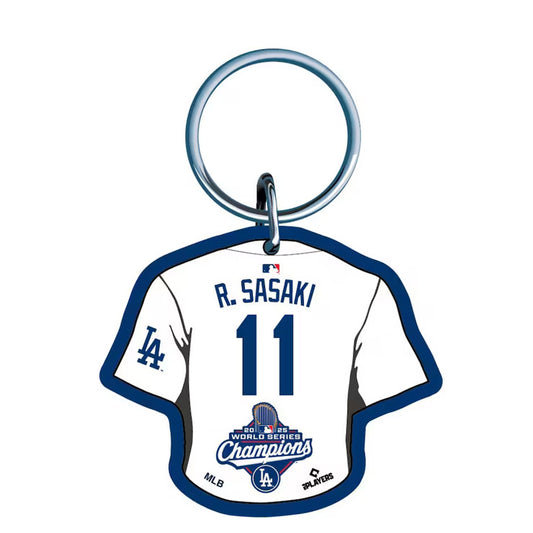 【予約販売】ドジャース 佐々木朗希 2025 ワールドシリーズ 優勝 ネームアンドナンバー キーリング キーホルダー グッズ 記念グッズ 記念アイテム Wincraft ウィンクラフト