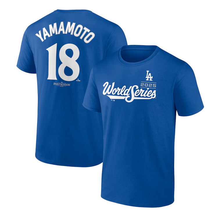 ドジャース 山本由伸 2025 ワールドシリーズ 出場記念 ネーム＆ナンバー Tシャツ 半袖 大人 メンズ ユニセックス 山本 グッズ ウエア ウェア 半袖シャツ MLB メジャーリーグ 記念グッズ 記念アイテム ファナティクス Fanatics