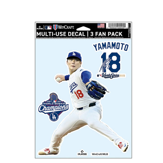 【予約販売】ドジャース 山本由伸 2025 ワールドシリーズ 優勝 ファンデカール シール 3枚セット 山本グッズ 記念グッズ 記念アイテム Wincraft ウィンクラフト