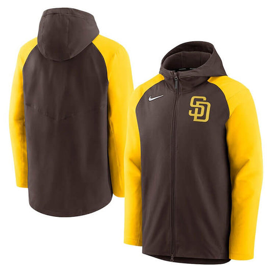 ナイキ サンディエゴ・パドレス 長袖 パーカー ジャケット MLB オーセンティックコレクション San Diego Padres Authentic Collection Performance Raglan Full-Zip Hoodie メンズ NKJB-917Z-PYP-0BK フルジップ フリース 裏起毛 フーディー 冬物 メジャーリーグ nike