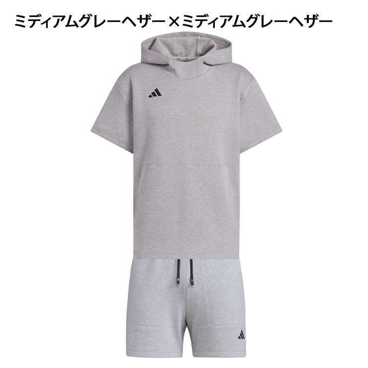 【2025モデル】アディダス 野球 ウェア 上下セット 半袖 スウェット フーディー ハーフパンツ DUGOUTS メンズ ユニセックス JRY93 JRY94 秋 冬 半袖パーカー 半ズボン スエット 上下 スポーツウェア トレーニングウェア ランニング adidas 大きいサイズあり