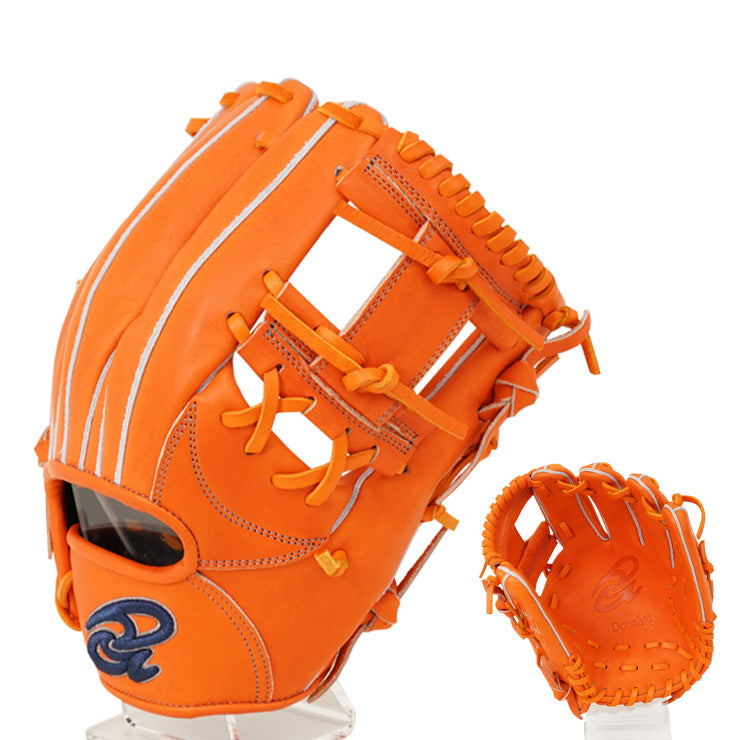 【15周年記念 平裏刺繍1円】ドナイヤ 限定 軟式 グローブ グラブ 内野手用 山田哲人モデル 小型 右投げ用 DJNIMS型 15TH オレンジ 野球グローブ 軟式グローブ 軟式グラブ 右投げ 右利き 大人 一般 軟式野球 草野球 ソフトボール 一般 野球グラブ donaiya
