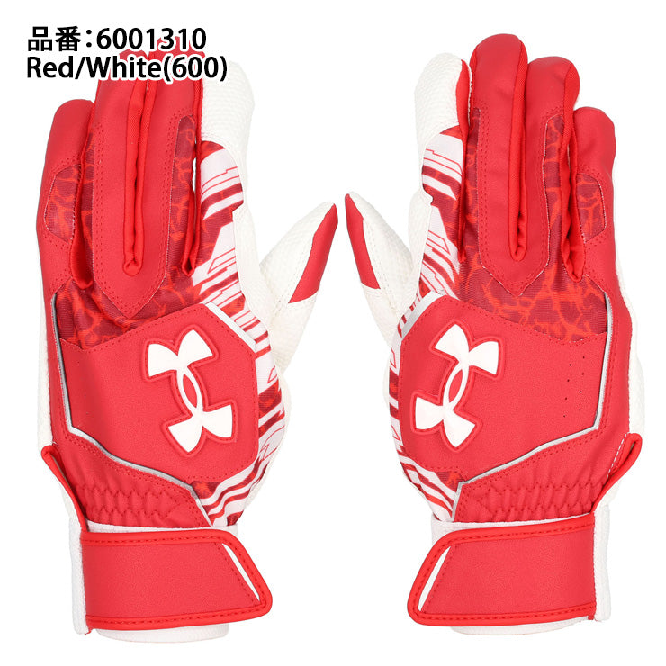 【刺繍1円】XLサイズのみ アンダーアーマー バッティンググローブ UAクリーンアップ 両手用 一般 カラー 6001310 レッド バッティング手袋 バッティンググラブ 打者用手袋 大人 一般 under armour