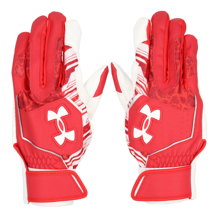 【刺繍1円】XLサイズのみ アンダーアーマー バッティンググローブ UAクリーンアップ 両手用 一般 カラー 6001310 レッド バッティング手袋 バッティンググラブ 打者用手袋 大人 一般 under armour