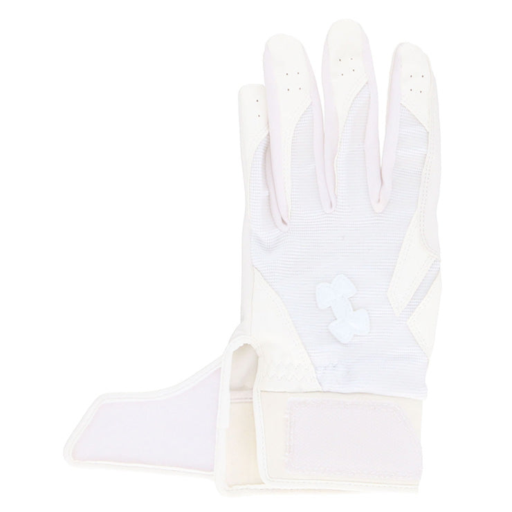 【刺繍1円】アンダーアーマー バッティンググローブ UAクリーンアップ プロ 高校野球対応 両手用 合成皮革 6001313 中学生 高校生 バッティング手袋 バッティンググラブ 打者用手袋 大人 一般 白 黒 under armour