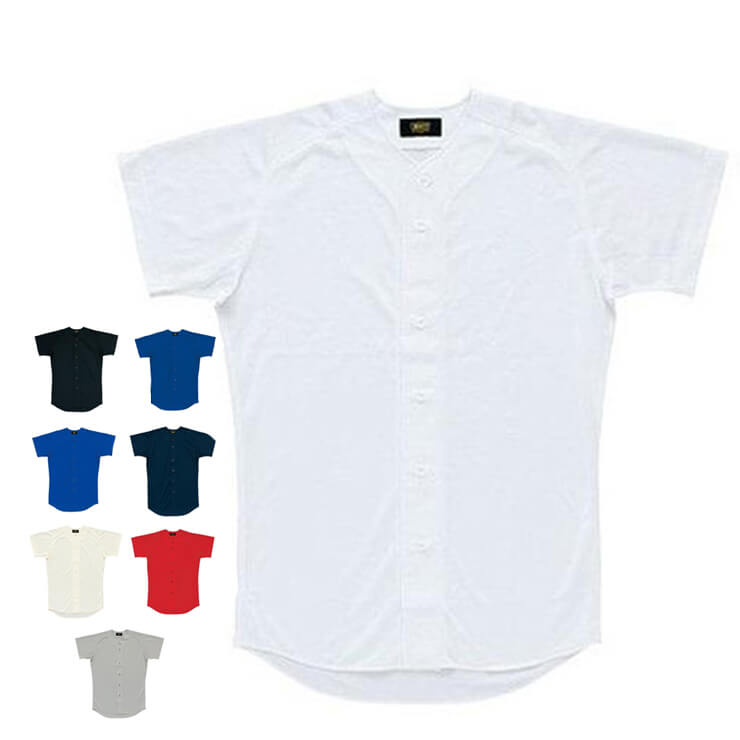 ゼット ZETT ユニフォームシャツ 摩擦に強い　色あせしにくい　セミラグランスタイル　吸汗速乾　練習シャツ　フルオープン　ボタン（BU1071）