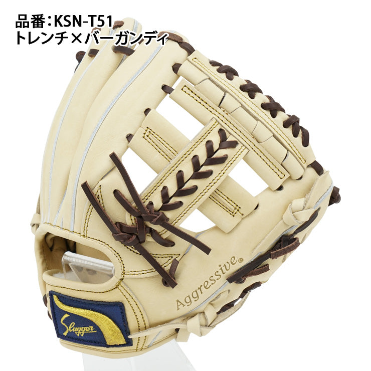 【2025モデル】久保田スラッガー 軟式 グローブ グラブ 内野手用 中野モデル 右投げ用 学生野球対応 KSN-T51 トレンチ×バーガンディ 野球グローブ 野球グラブ 軟式グローブ 軟式グラブ 右投げ 右利き 大人 一般 中学軟式 高校軟式 中学生 軟式野球 kubota slugger