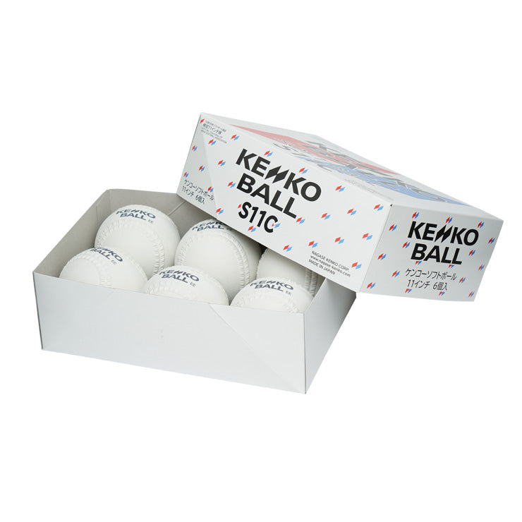 【2026新規格】ナガセケンコー ゴムソフトボール 検定球 11インチ 6球入り 旧2号ボール 試合球 ジュニア用 小学生用 少年ソフト用 半ダース 6個入り