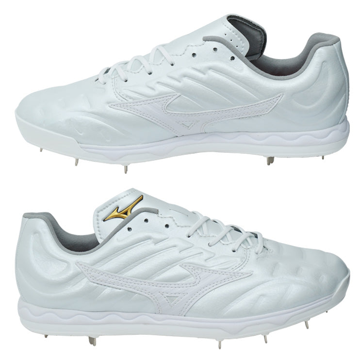 【球速が上がるスパイク】2025モデル ミズノプロ 野球 白スパイク 投手向け スピードレボ プロ 大人 一般 高校野球対応 中学生 25.0～30.0 ローカット 11GM250501 ピッチャー 靴 金属スパイク 金具スパイク 樹脂底スパイク 試合 ホワイト 大きいサイズ mizuno pro