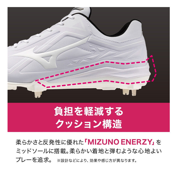 【2026モデル】ミズノ 野球 厚底 白スパイク クッションレボバディー BLT ベルト式 ワイド 3E 高校野球対応 25.0～29.0 高校生 中学生 11GM262601 マジックベルト 3本ベルト 反発 負担軽減 靴 金属スパイク 金具スパイク 樹脂底スパイク 試合 ホワイト 大きいサイズ mizuno