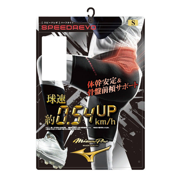 【球速が上がるタイツ】2026モデル ミズノプロ 野球 スピードレボ ハーフタイツ スパッツ 大人 一般 高校野球 12JBDX0209 ピッチャー 投手 スライディングパンツ パッド無し スラパン アンダータイツ インナー ショーツ 高校生 中学生 大きいサイズあり mizuno pro