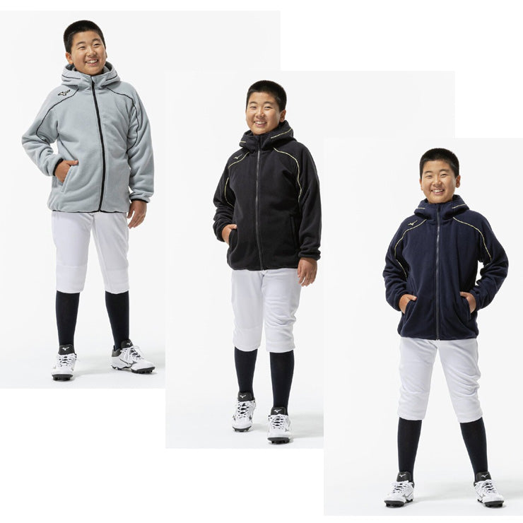 【2026モデル】ミズノ 野球 ジュニア用 フリースフーディー 厚手 パーカー 長袖 グローバルエリート 少年野球 冬物 12JEDK40 あったかい 温かい こども 子供 キッズ Jr 小学生 子供服 上 ジャケット スポーツウェア ランニング ジョギング 通学 普段着 冬用 mizuno