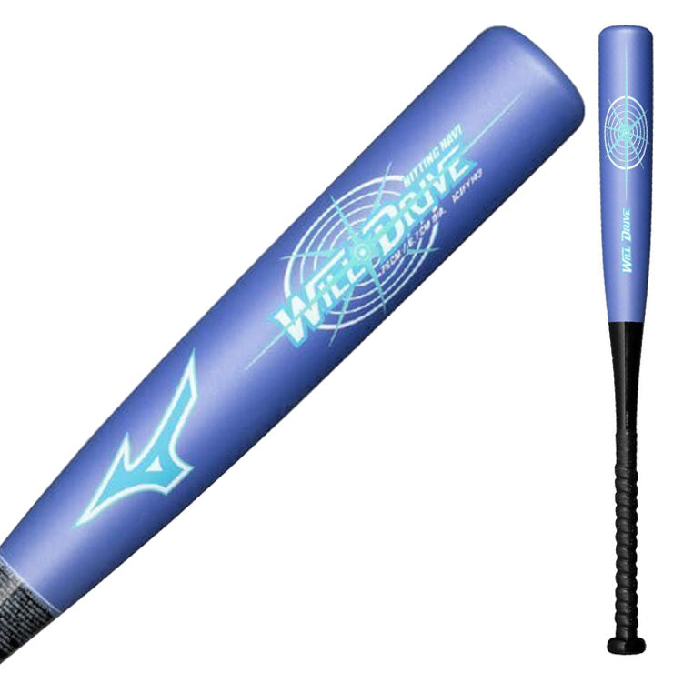 【はじめてのバットに！】ミズノ 少年軟式用 バット ウィルドライブブルー ヒッティングナビ 少年野球 トップバランス 72cm 400g 74cm 420g 76cm 440g  1CJFY137 低学年向け 中学年向け 短い 軽い J号ボール 軟式バット ジュニア キッズ Jr 子供 こども 学童野球 mizuno