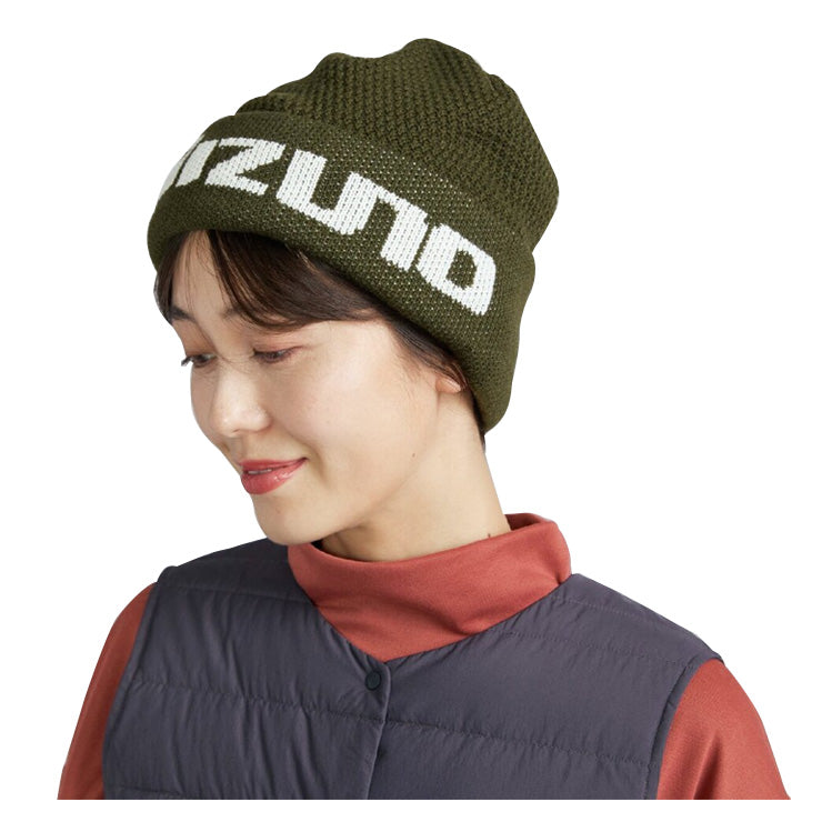 【2025モデル】ミズノ ブレスサーモ ビッグロゴ ニットキャップ ニット帽 B2JWC520 ウール 防寒 あったかい 温かい 冬用 大人 一般 メンズ レディース ユニセックス 帽子 ぼうし mizuno