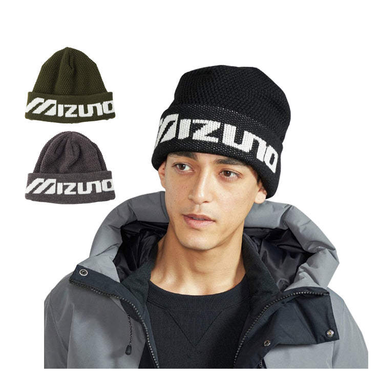 【2025モデル】ミズノ ブレスサーモ ビッグロゴ ニットキャップ ニット帽 B2JWC520 ウール 防寒 あったかい 温かい 冬用 大人 一般 メンズ レディース ユニセックス 帽子 ぼうし mizuno