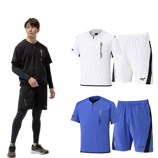 【2026モデル】ミズノプロ ウェア 野球 半袖 トレーニングジャケット ハーフパンツ 上下セット メンズ ユニセックス 12JEDJ76 12JFDJ76 夏物 春物 スポーツウェア トレーニングウェア ウォーミングアップ ランニング ジョギング ウエア mizuno pro 大きいサイズあり
