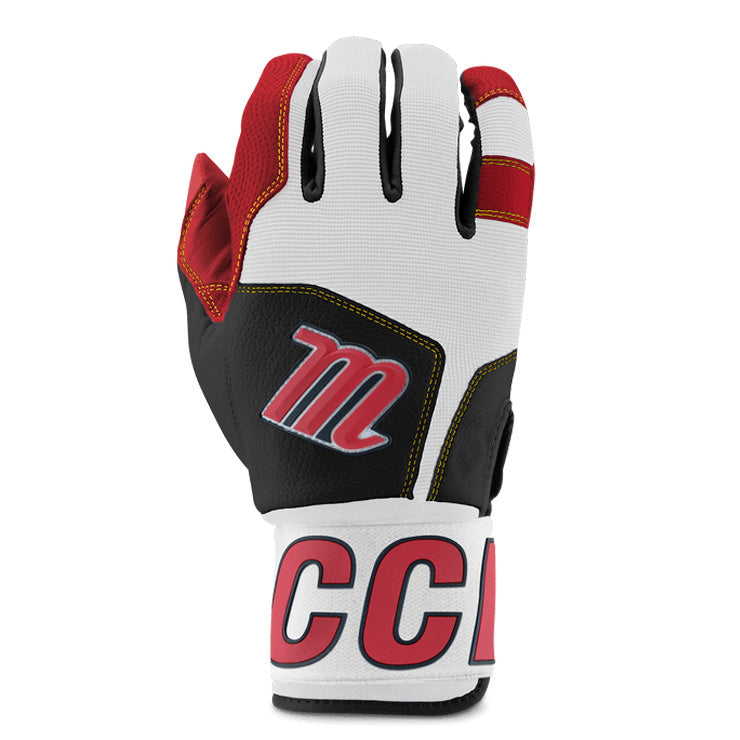 【2025モデル】マルーチ marucci バッティンググローブ サポーター一体型 両手用 天然皮革 一般用 BLACKSMITH FULL WRAP MBG2BKSMFW BK-R マルチ カラー バッティング手袋 バッティンググラブ 打者用手袋 大人 一般 草野球 練習 試合 ソフトボール