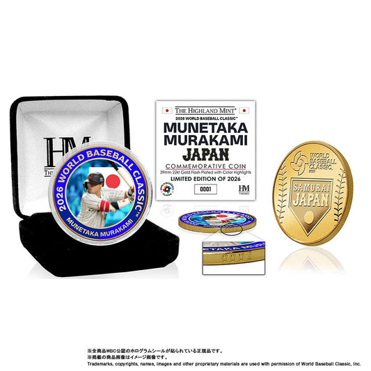 【予約】2026 World Baseball Classic 出場記念 村上宗隆 ゴールドコイン ケース付き 記念コイン 記念グッズ 記念アイテム 村上 日本代表 グッズ ハイランドミント