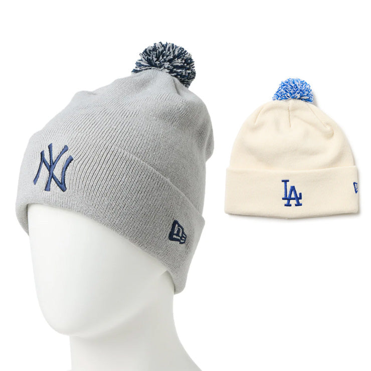 ニューエラ NEW ERA MLB ポンポン ニット帽 ドジャース ヤンキース ビーニー ニットキャップ メンズ レディース ユニセックス 14669954 14669955 LA NY 大人 メジャーリーグ 帽子 ぼうし
