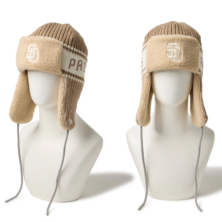 ニューエラ NEW ERA MLB ニット トラッパー ハット パドレス ヤンキース ドジャース 耳当て ニット帽 大人 一般 メンズ レディース 冬用 冬物 14669983 14669984 14669986 フライトキャップ スキー スノーボード MLB メジャーリーグ おしゃれ かわいい 帽子 ぼうし