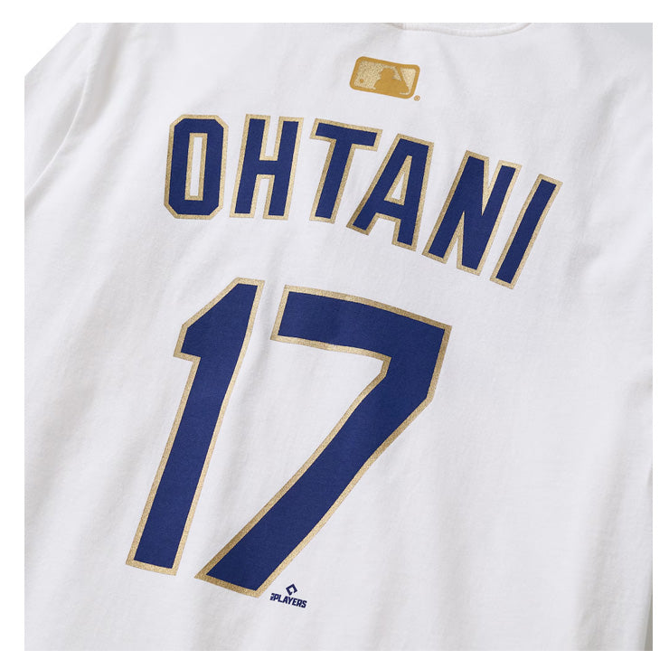 【2026モデル】ナイキ ロサンゼルス・ドジャース 大谷翔平 ゴールドコレクション 半袖 Tシャツ ネーム＆ナンバー ホワイト Shohei Ohtani Gold Collection Name and Number T-Shirt メンズ N199-10A-6LD-5WK カジュアル スポーツウェア MLB メジャーリーグ nike