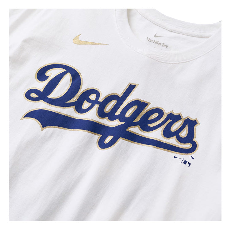 【2026モデル】ナイキ ロサンゼルス・ドジャース 大谷翔平 ゴールドコレクション 半袖 Tシャツ ネーム＆ナンバー ホワイト Shohei Ohtani Gold Collection Name and Number T-Shirt メンズ N199-10A-6LD-5WK カジュアル スポーツウェア MLB メジャーリーグ nike
