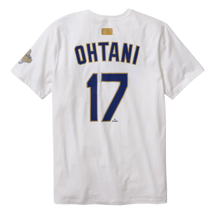 【2026モデル】ナイキ ロサンゼルス・ドジャース 大谷翔平 ゴールドコレクション 半袖 Tシャツ ネーム＆ナンバー ホワイト Shohei Ohtani Gold Collection Name and Number T-Shirt メンズ N199-10A-6LD-5WK カジュアル スポーツウェア MLB メジャーリーグ nike